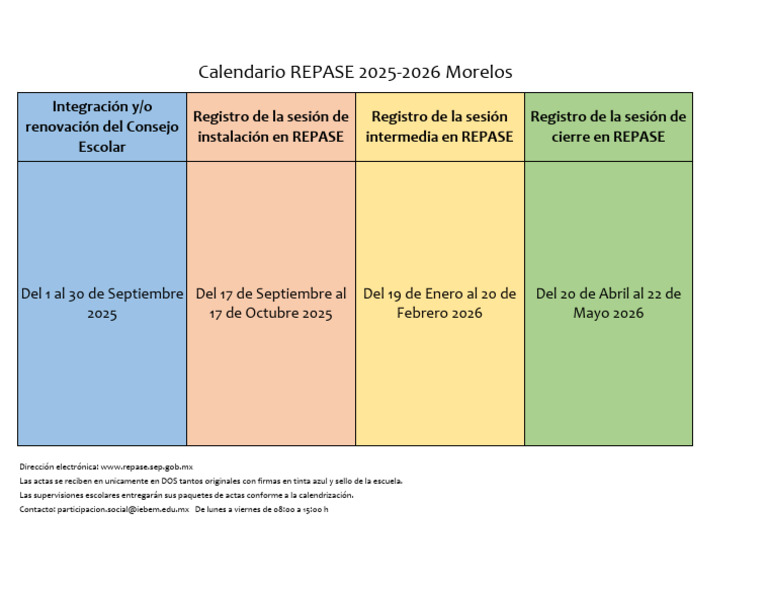 Calendario REPASE 2025-2026 Morelos | PDF
