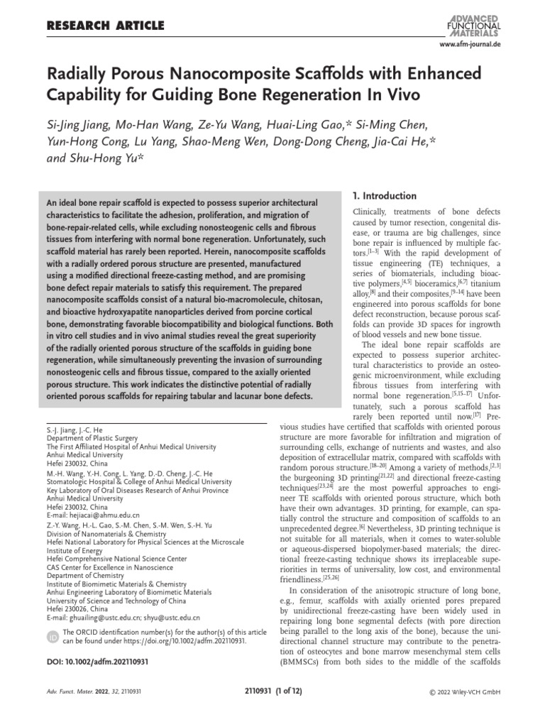 Radially Porous Scaffolds for Bone Repair | PDF | Tissue Engineering | Bone
