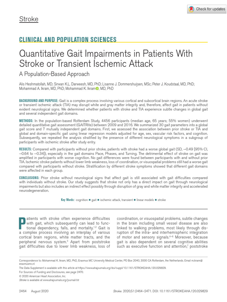 Heshmatollah Et Al 2020 Quantitative Gait Impairments in Patients With ...