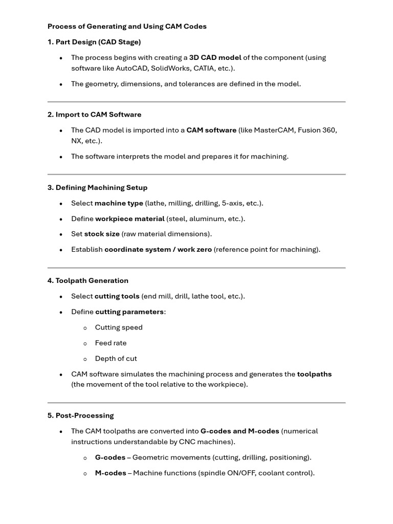 Generating CAM Codes for CNC Machining | PDF