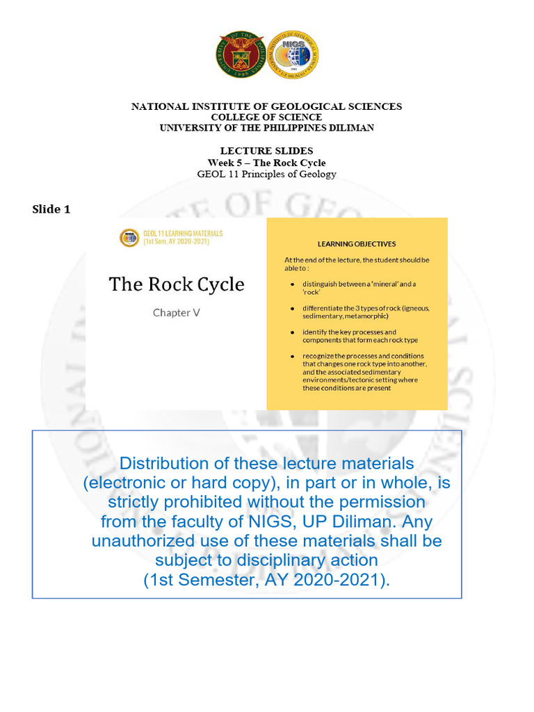 Geol 11 Week 5 - The Rock Cycle - Annotated Lecture Slides | PDF | Rock ...
