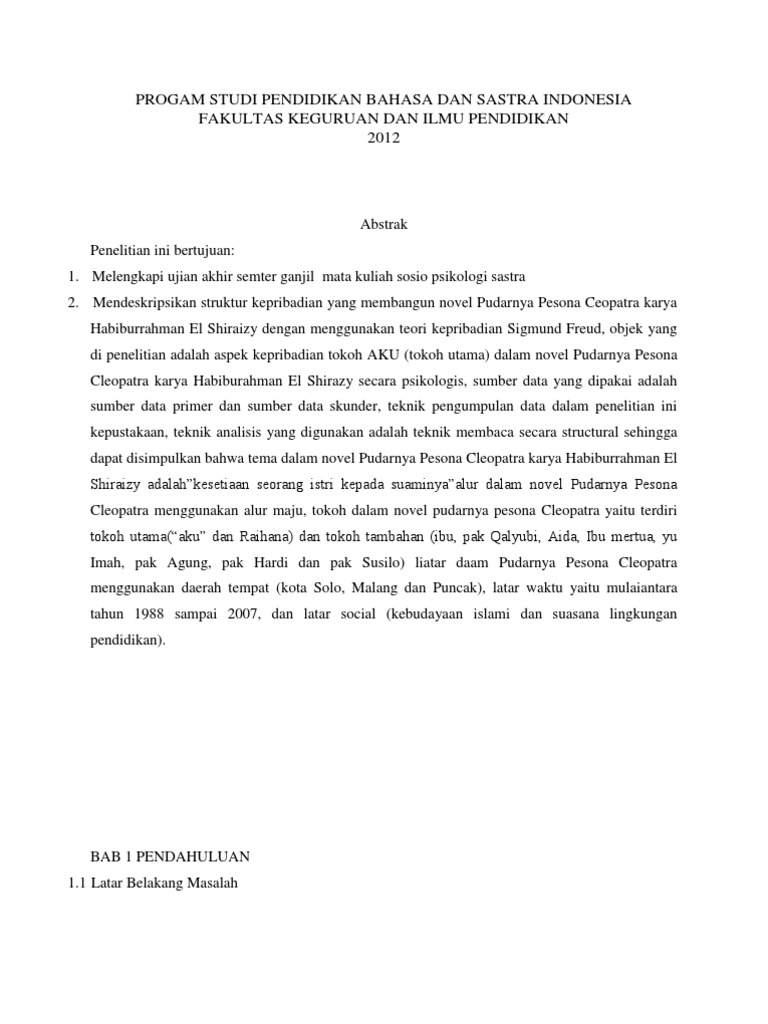 Makalah Psikologi Sastra