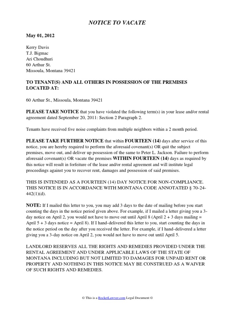 Montana Eviction Notice | PDF