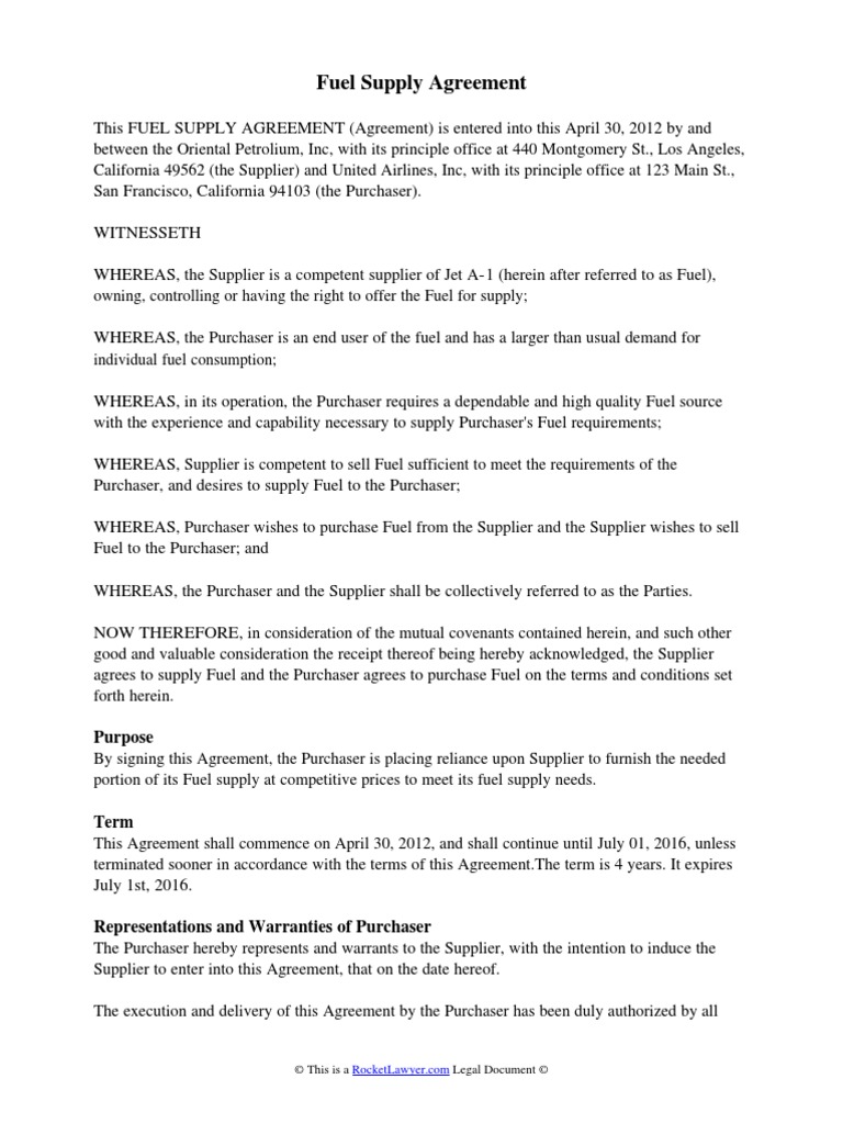 Fuel Supply Agreement | PDF | Indemnity | Bankruptcy