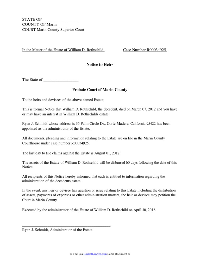 Notice To Heirs
