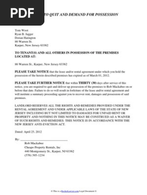 New Jersey Eviction Notice