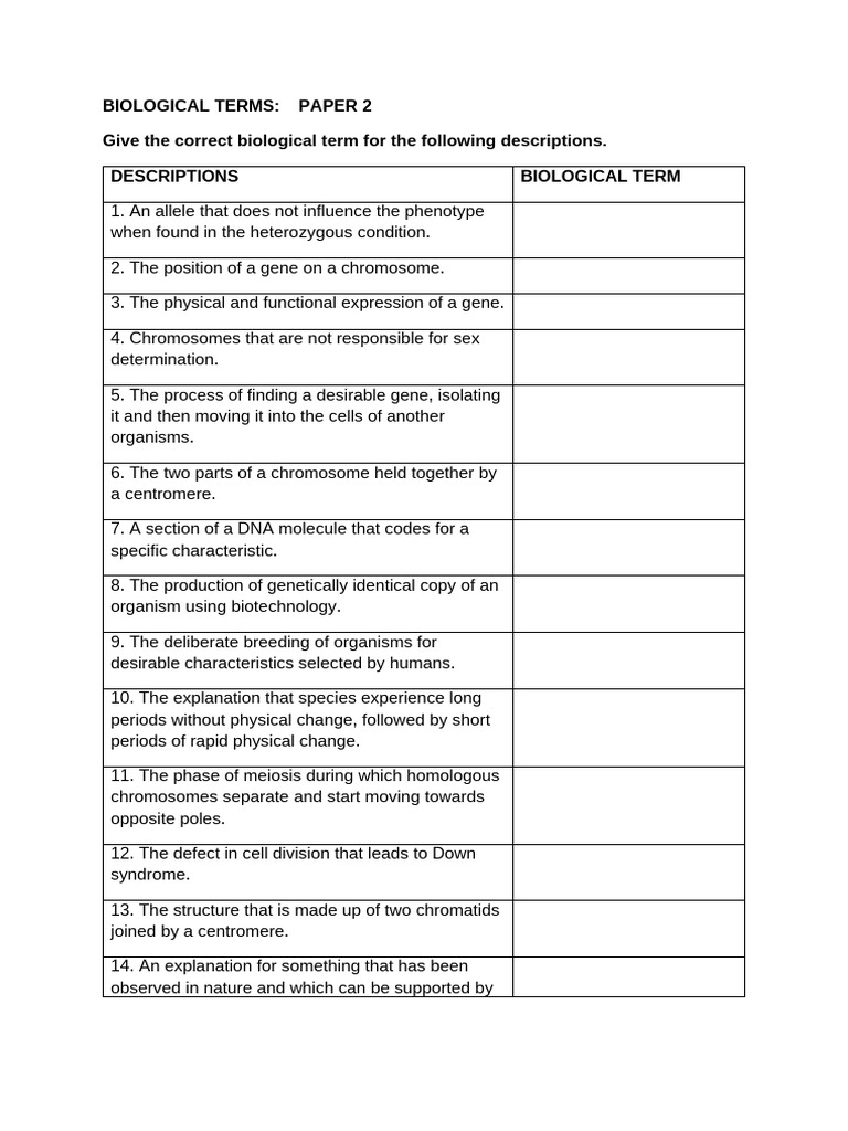 Essential Biological Terms Explained | PDF | Gene | Genetics