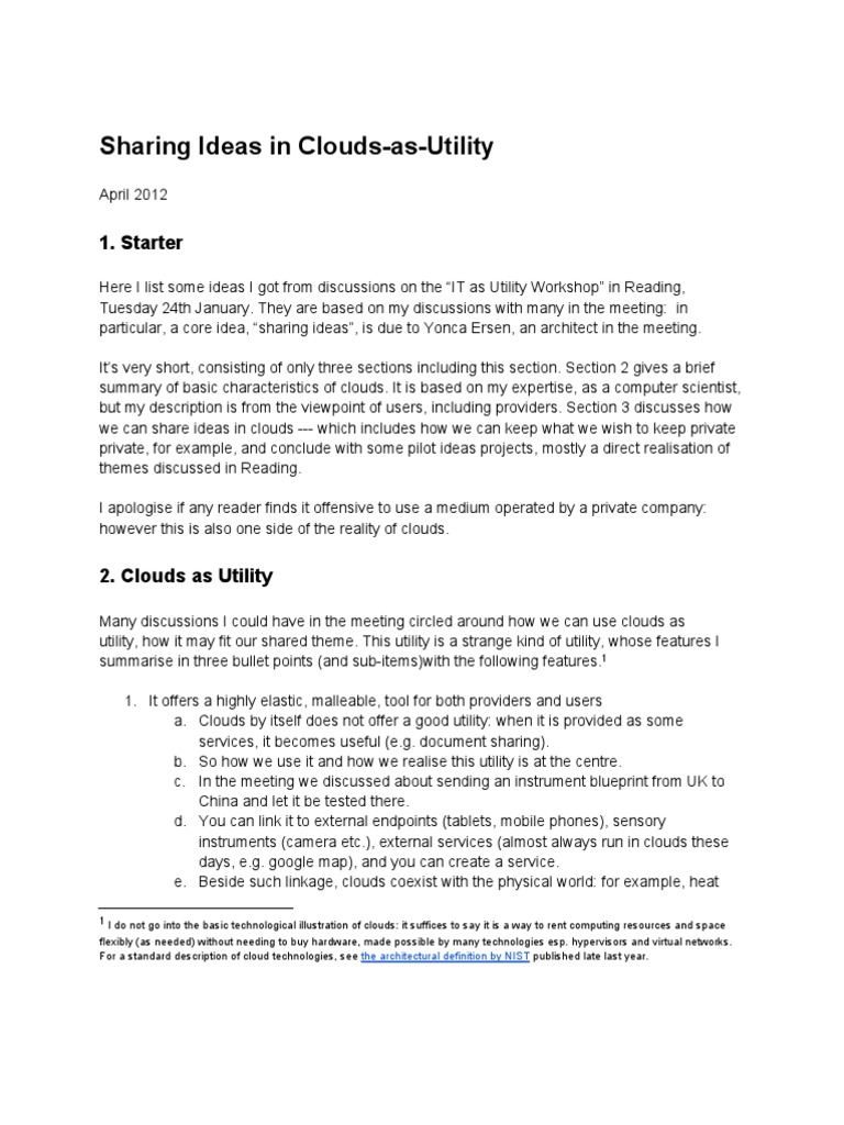 Sharing Ideas in Cloud Computing | PDF | Cloud Computing | Computing