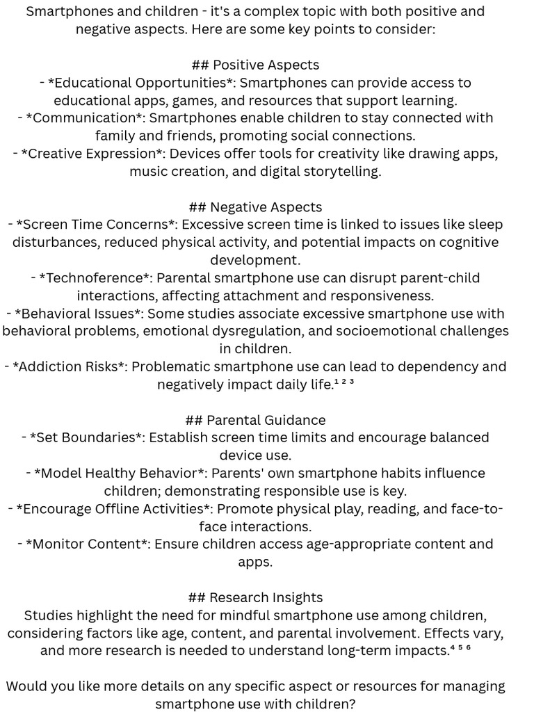 Impact of Smartphones on Children | PDF