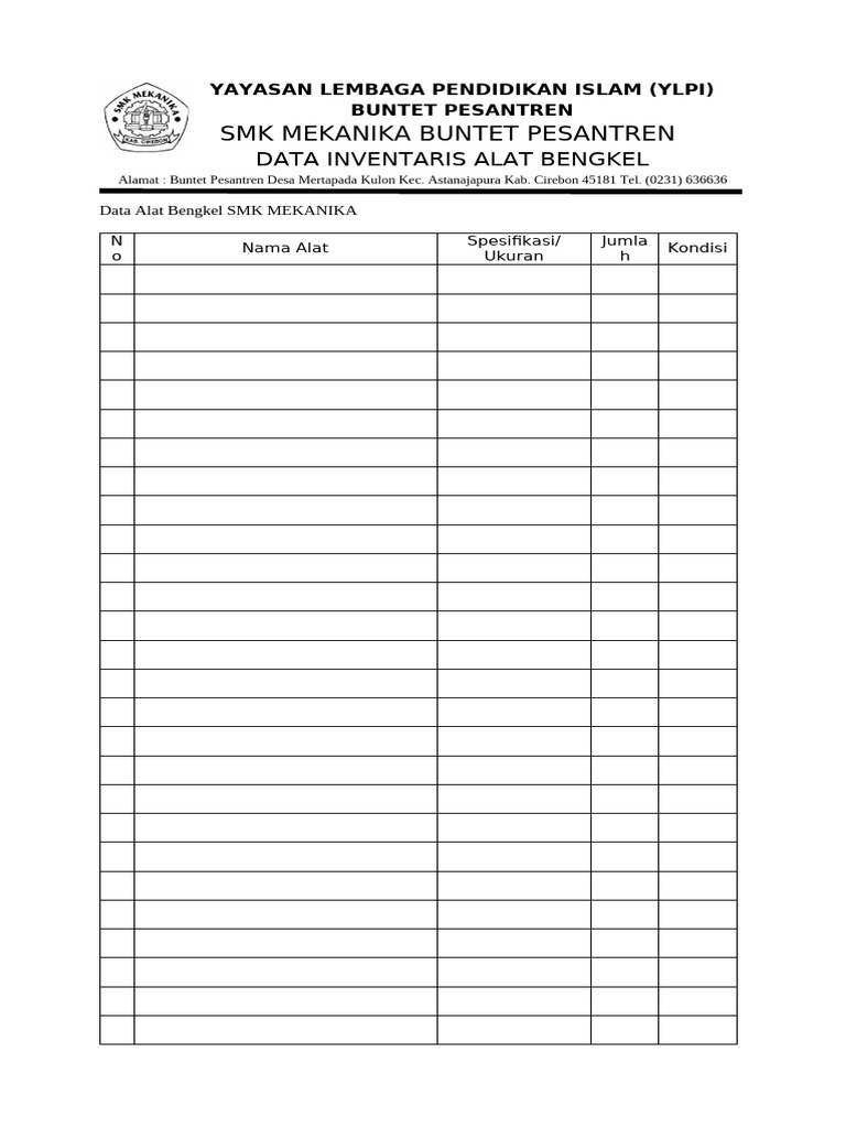 Data Inventaris Alat Bengkel | PDF