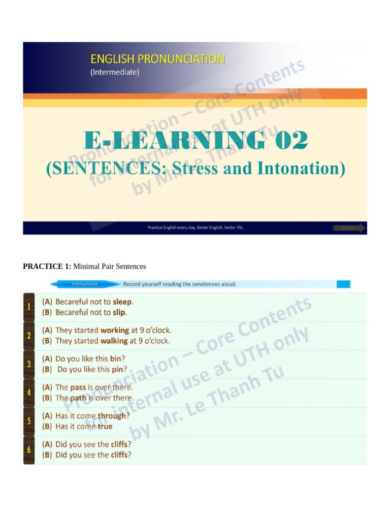 Pronu E Learning 2 Sentences | PDF