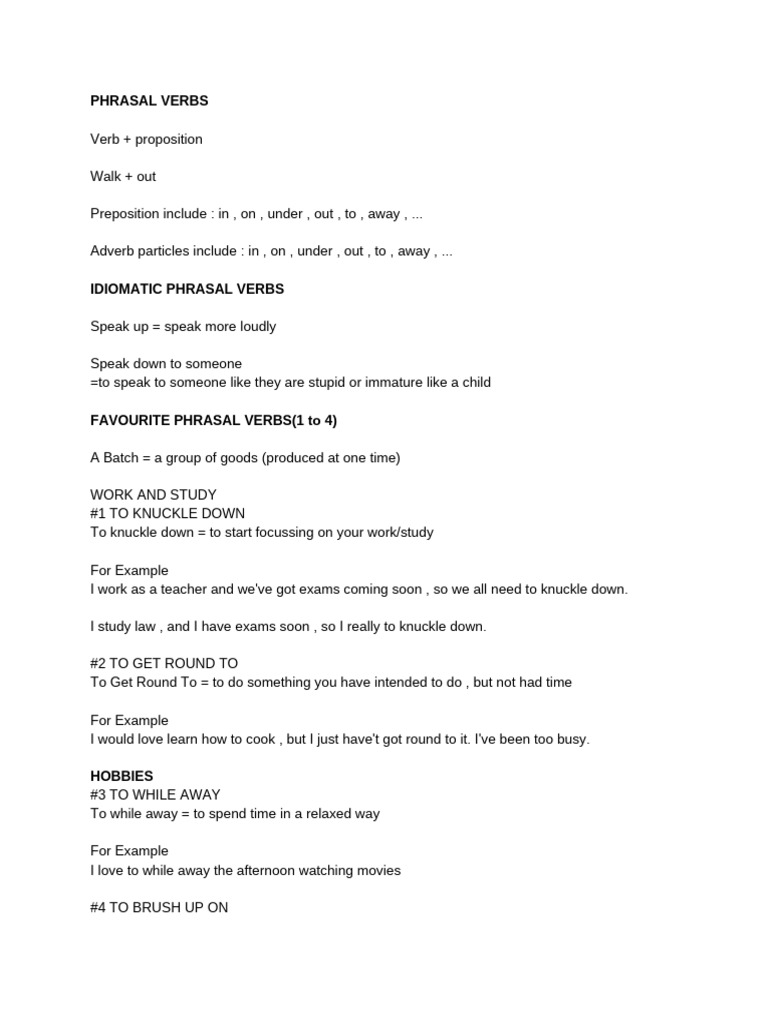 Essential Phrasal Verbs Guide | PDF | Verb | Grammar