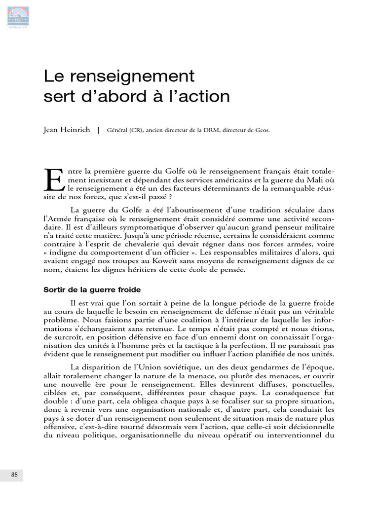 Évolution du renseignement militaire français | PDF | Renseignement ...