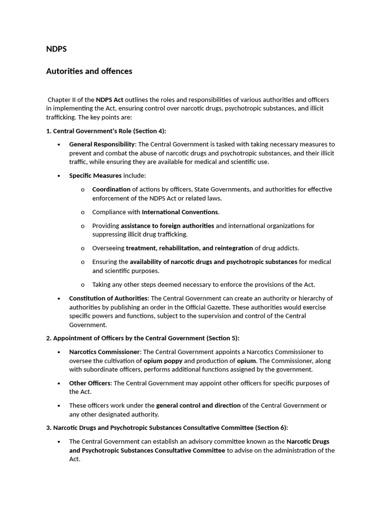 NDPS Act: Authorities and Regulations | PDF | Narcotic | Drugs