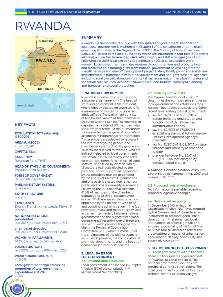 Rwanda Local Government Overview 2017 | PDF | Rwanda | Governance