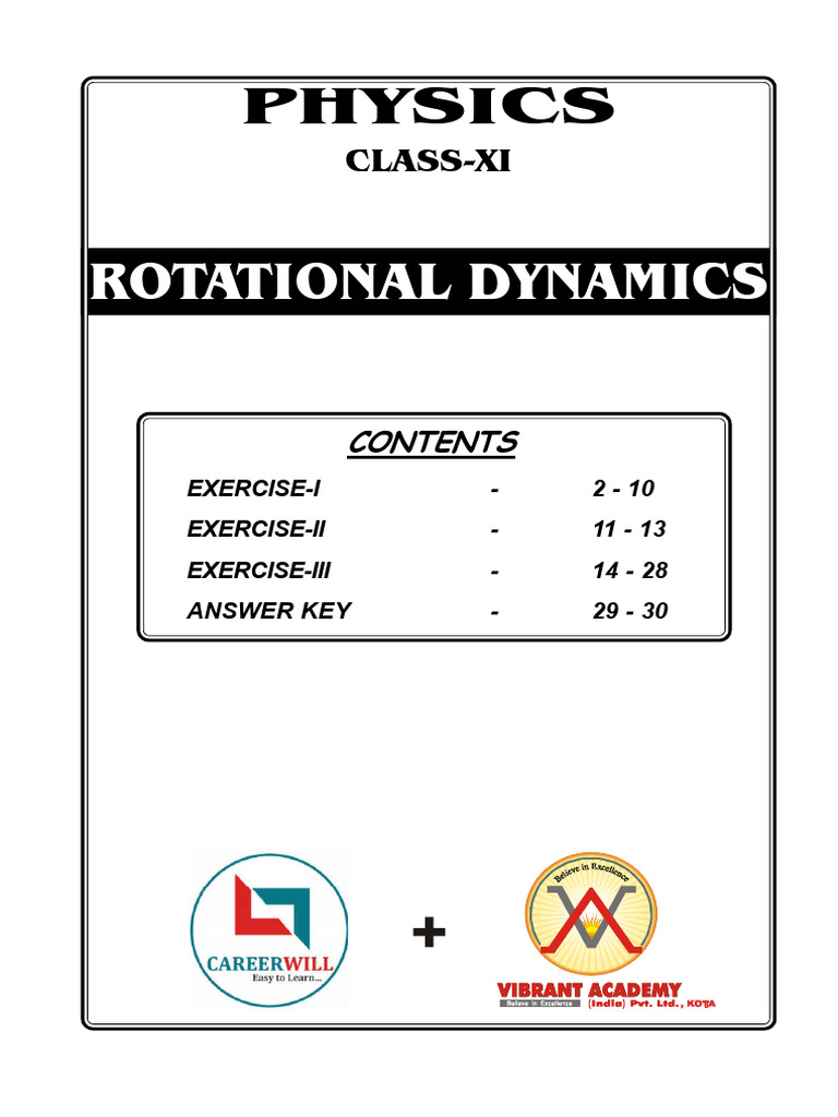 Sheet - 01 - Rotational Dynamics | PDF | Rotation Around A Fixed Axis ...