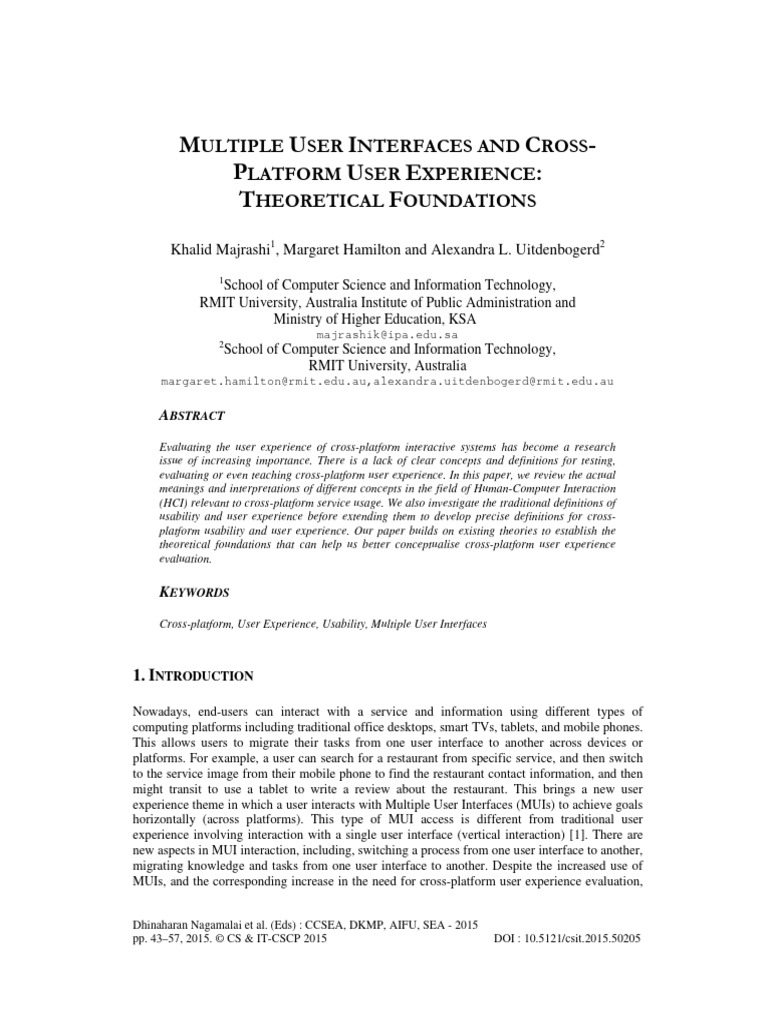 Cross-Platform User Experience Evaluation | PDF | Usability | Web Service