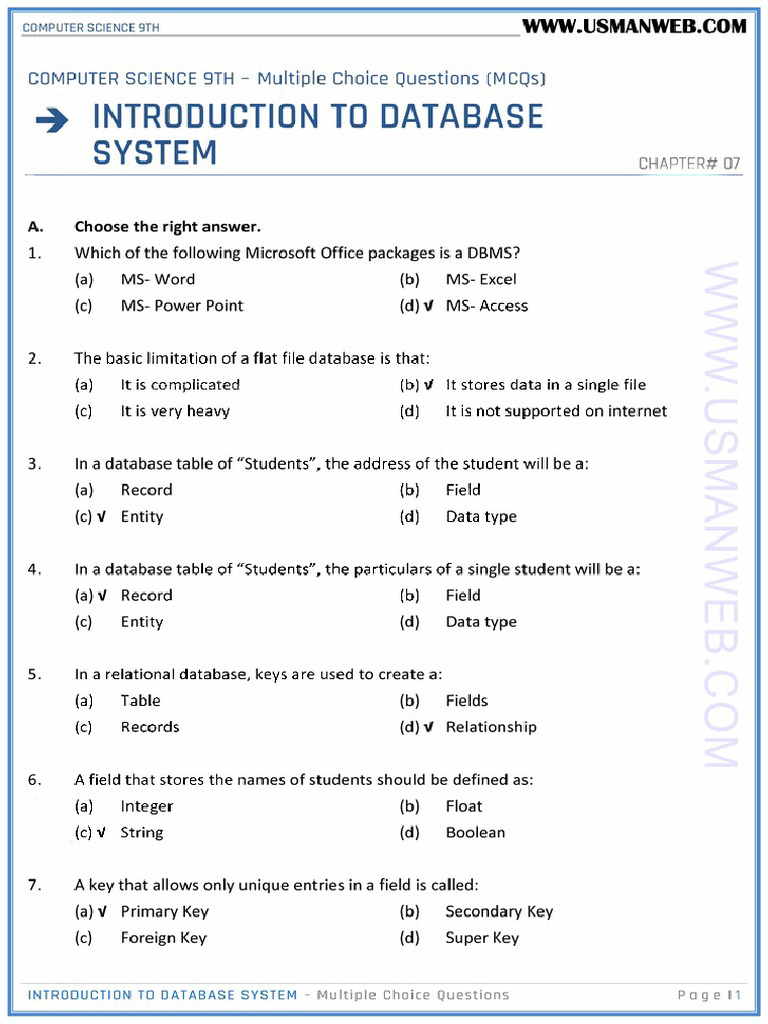 9th Computer CH 7 MCQs Notes | PDF