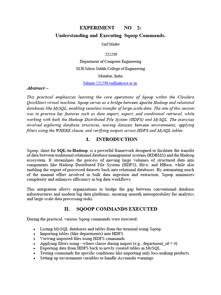 Sqoop Commands for Data Transfer | PDF | Apache Hadoop | Databases