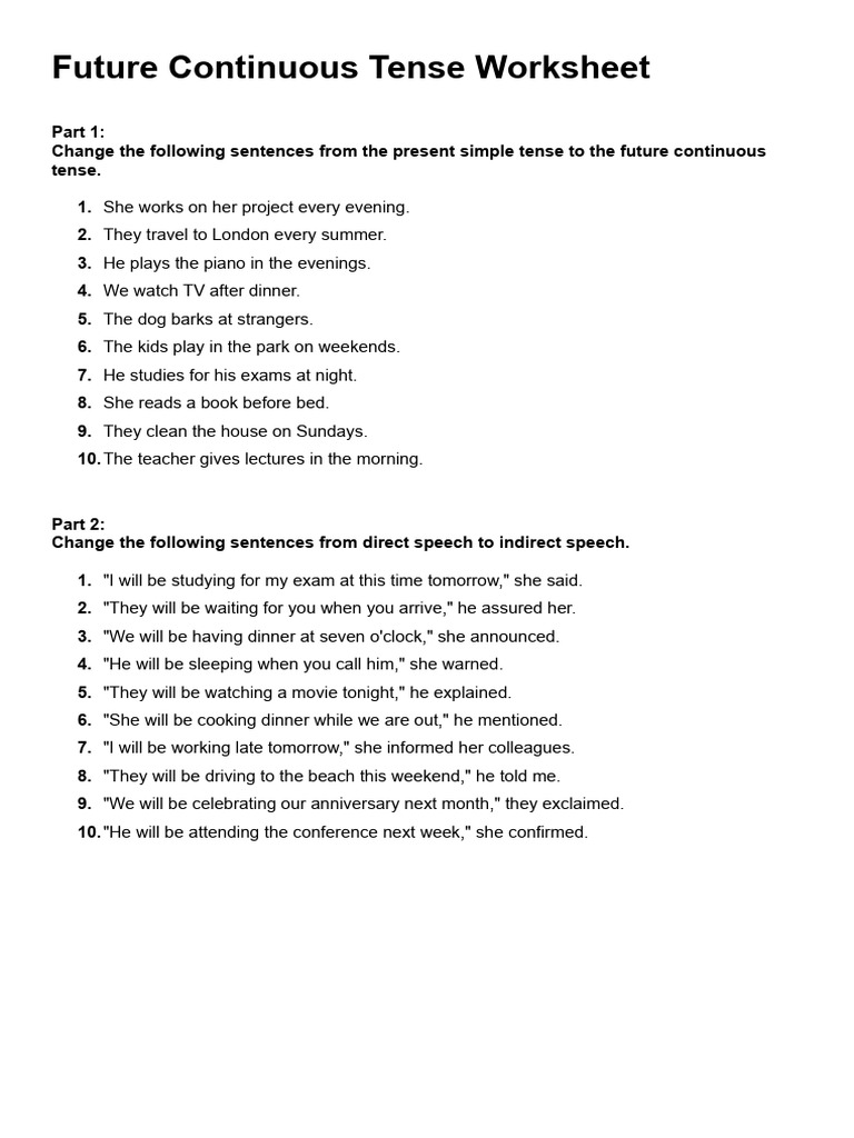 Future Continuous Tense Practice | PDF | Chess Openings | Chess
