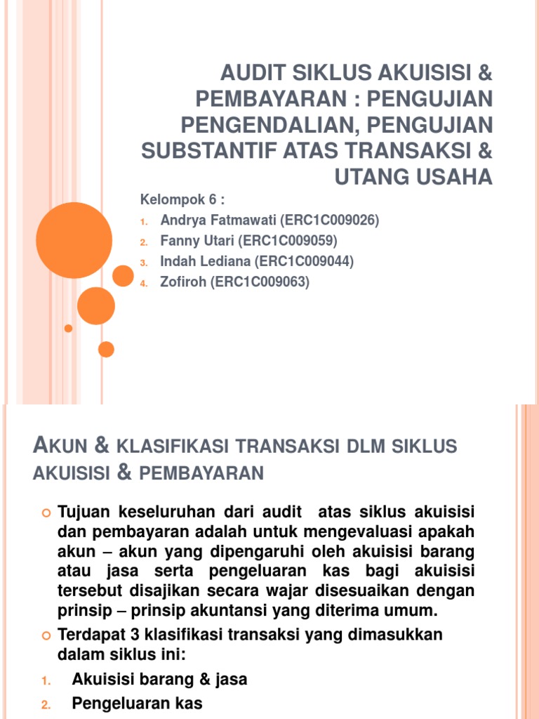 audit siklus akuisisi & pembayaran