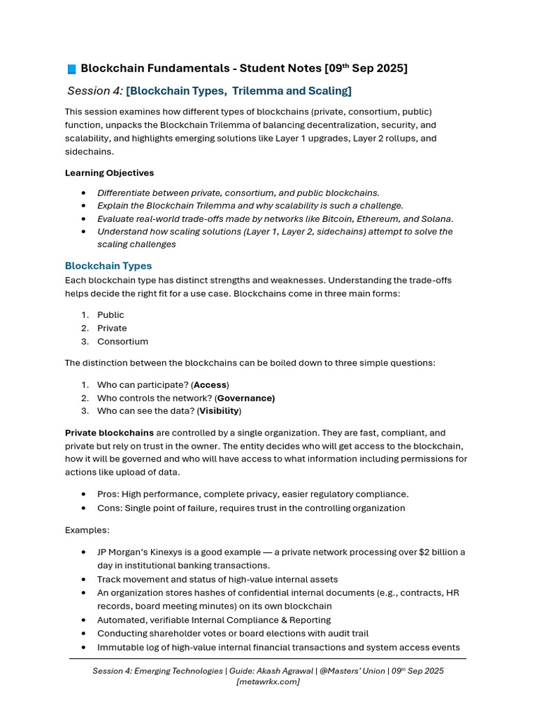 Blockchain Types and Scaling Solutions | PDF | Computing
