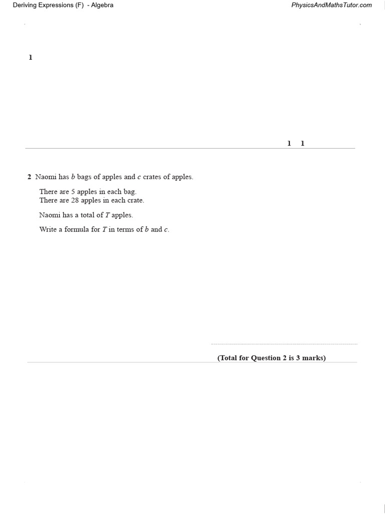 Deriving Expressions (F) QP | PDF