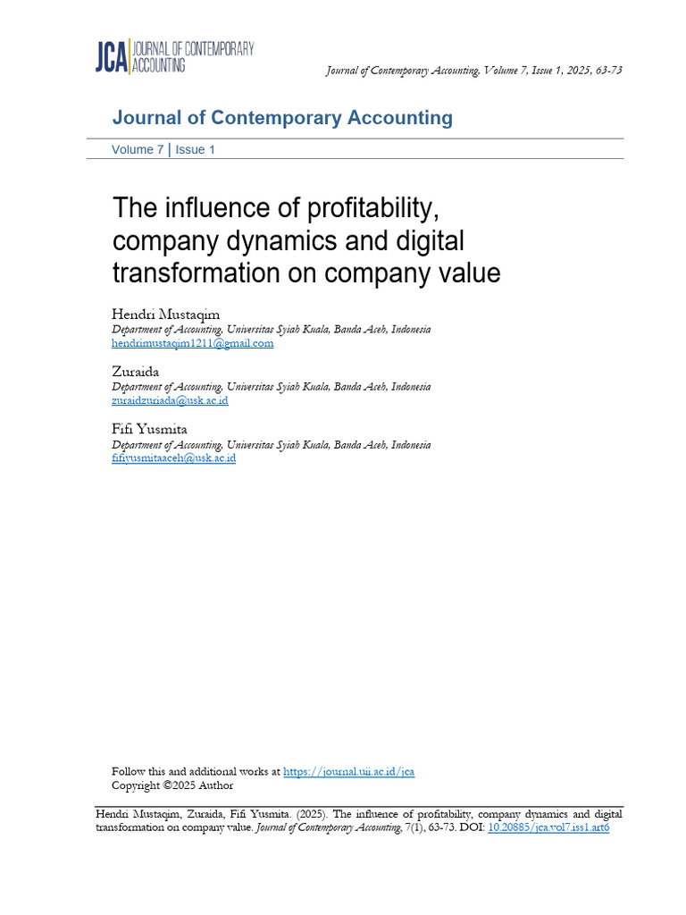 Profitability and Company Value Analysis | PDF | Coefficient Of ...