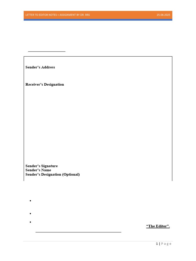 Letter to the Editor Writing Guide | PDF