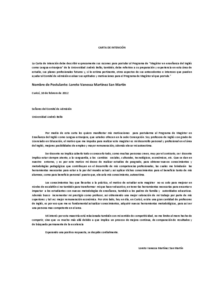 Carta de Intención