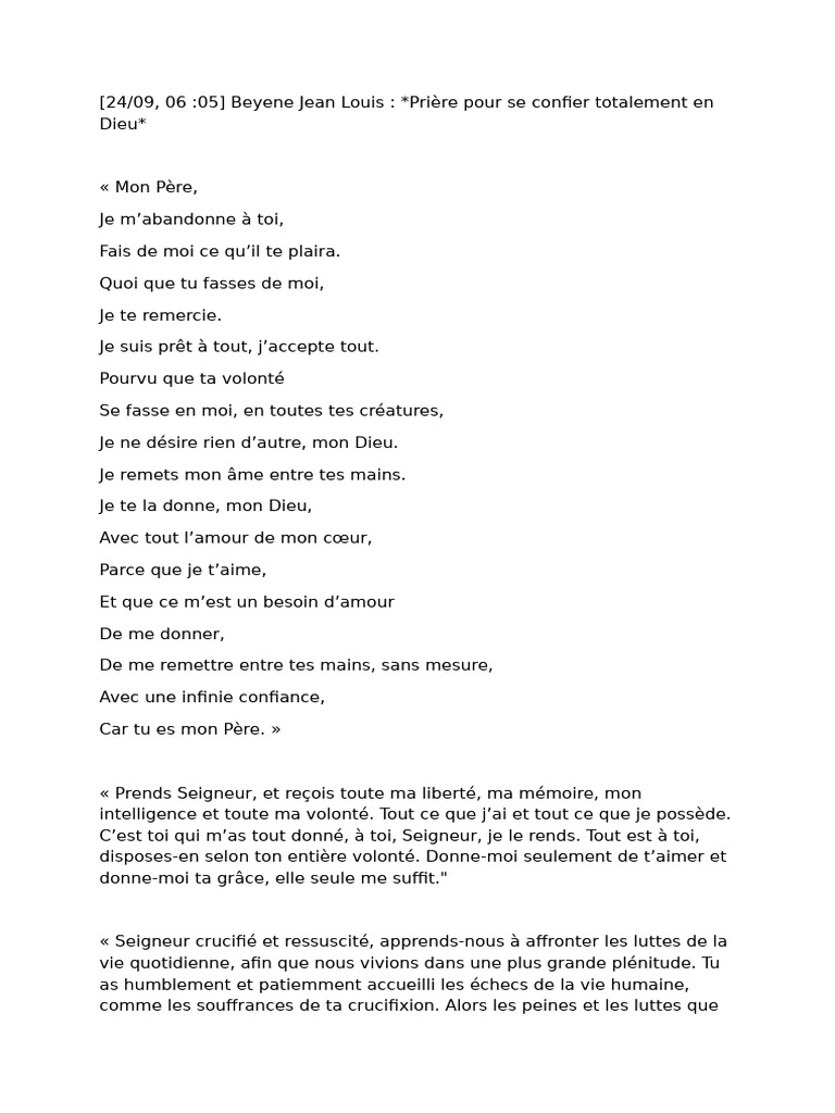 Prière de confiance et de guérison divine | PDF | Amour | Dieu