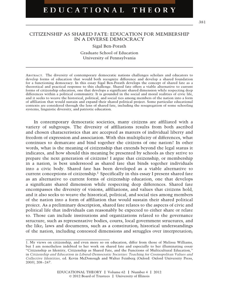 Citizenship Education and Shared Fate | PDF | Citizenship | Democracy