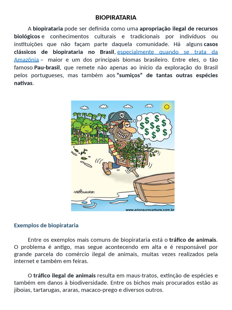 Biopirataria: Impactos e Exemplos no Brasil | PDF