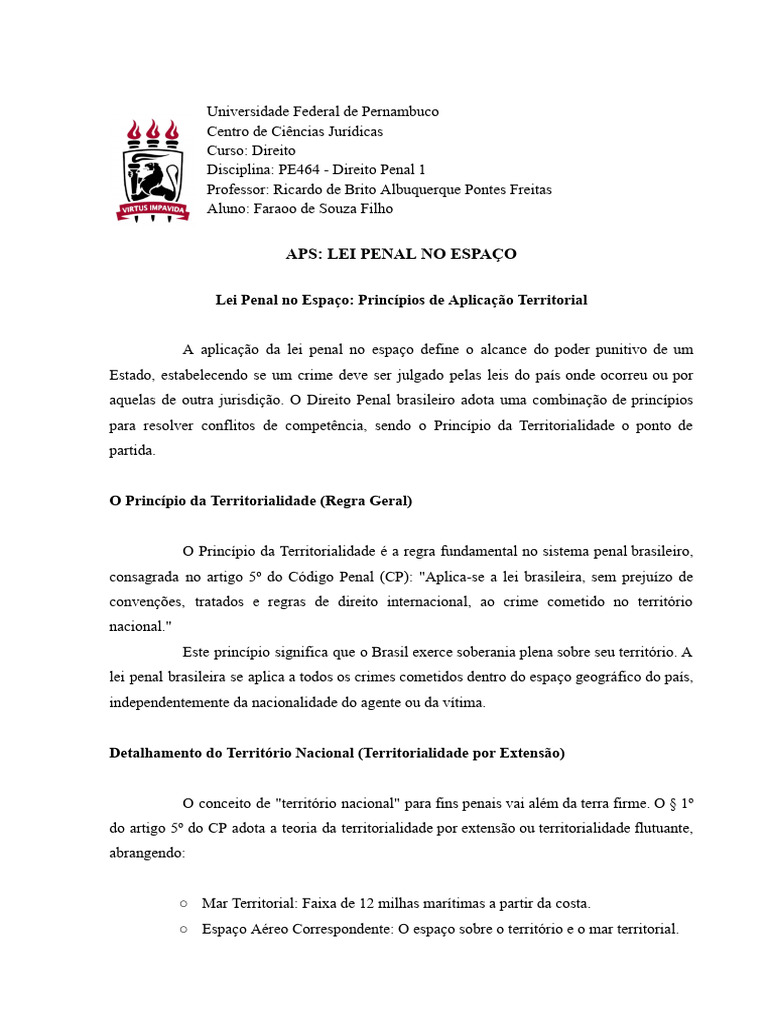 Princípios da Lei Penal no Espaço | PDF | Crimes | Crime e Violência