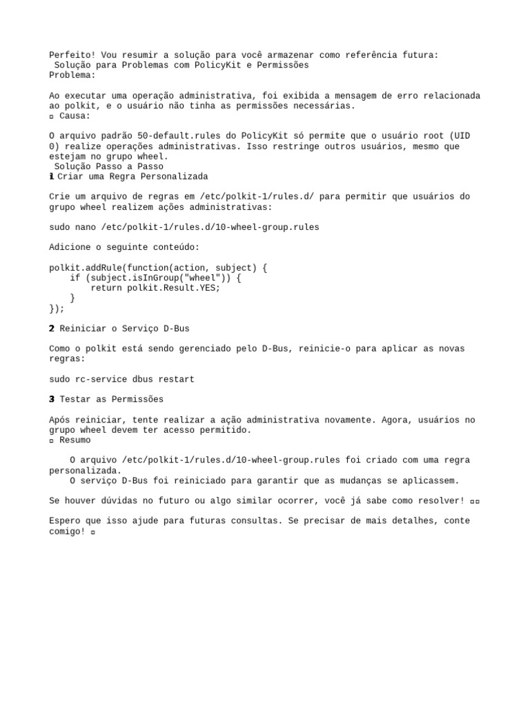 Solução para Erros de PolicyKit | PDF