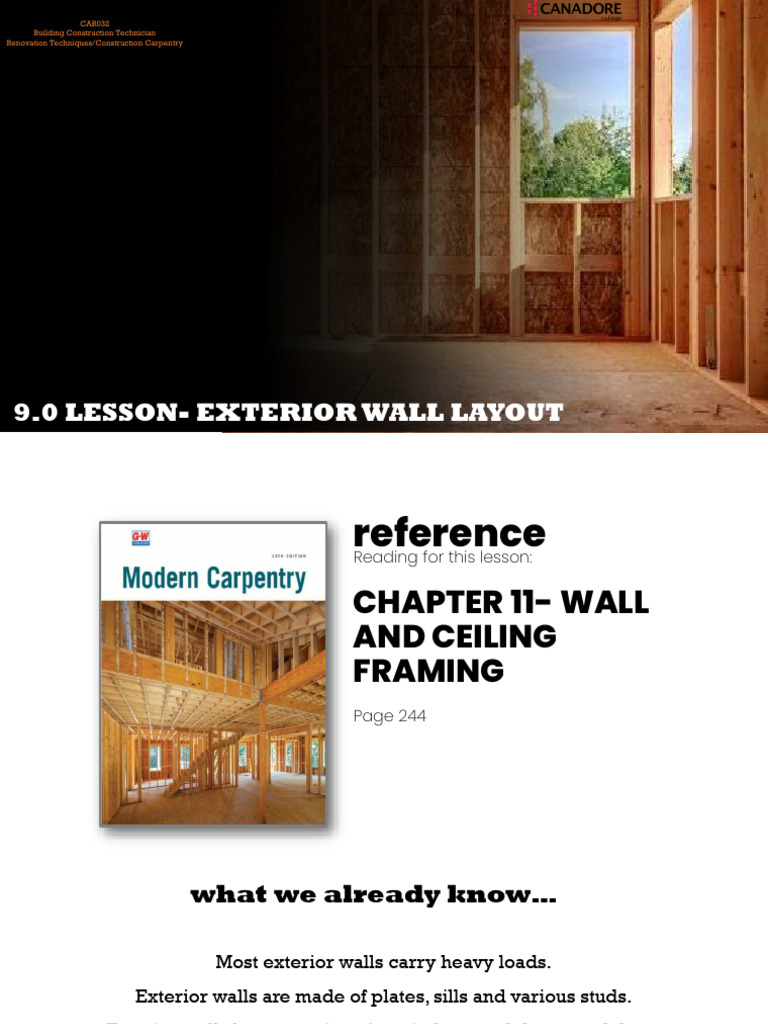 Exterior Wall Layout Procedures | PDF | Framing (Construction) | Wall