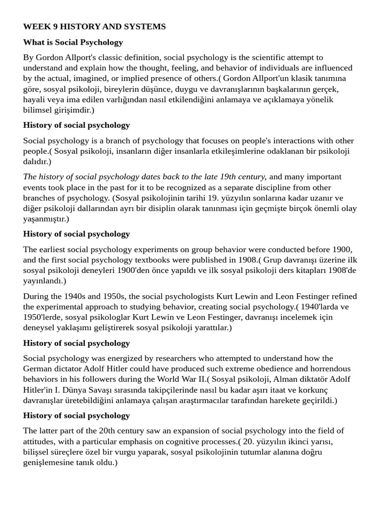 Week 9 History and Systems | PDF
