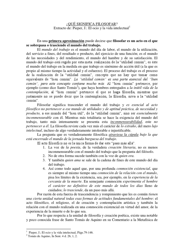 Significado de filosofar según Pieper | PDF | Esencia | Alma