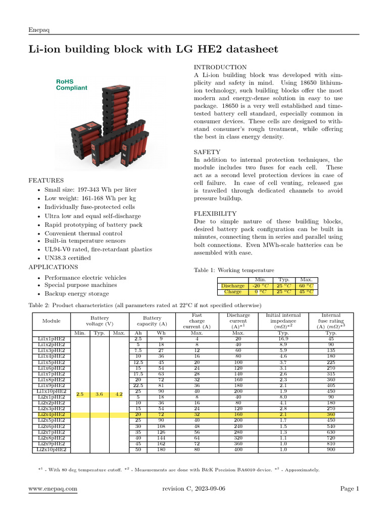 Battery Module Data Sheet | PDF | Lithium Ion Battery | Sensor