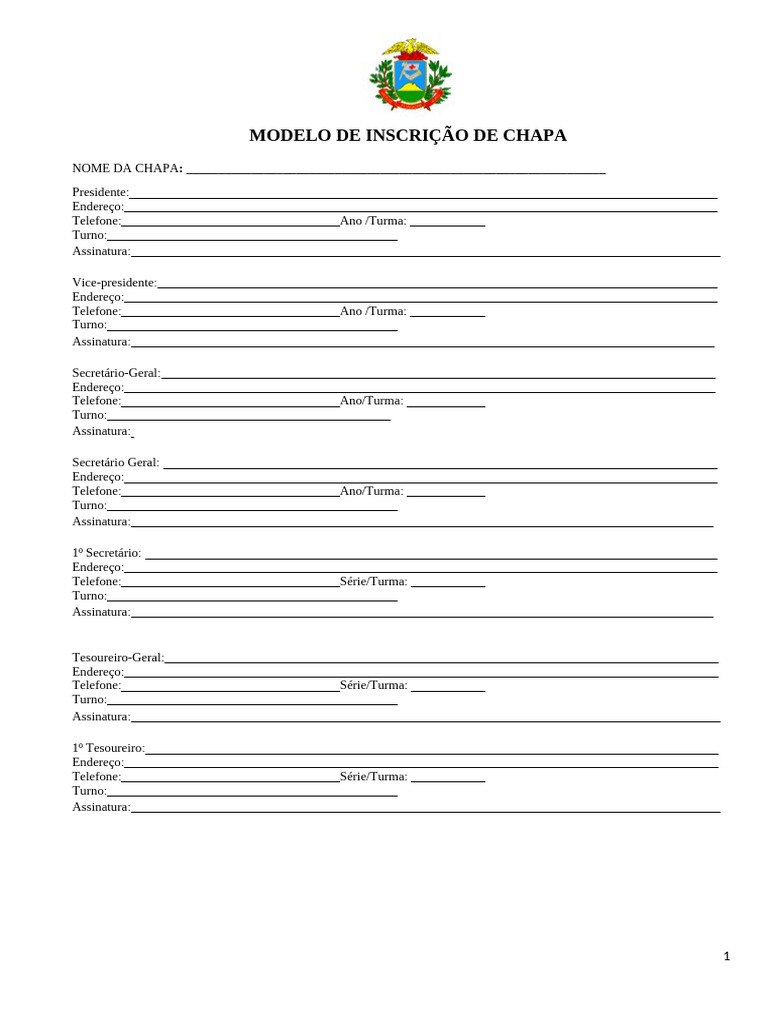 Modelo de inscri%C3%A7%C3%A3o de chapa (1)-1 | PDF