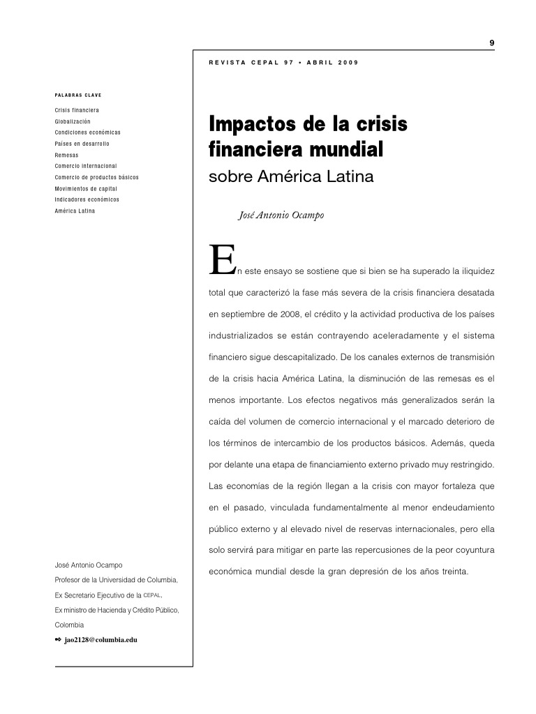 Impacto de la crisis financiera en América Latina | PDF | Bancos ...