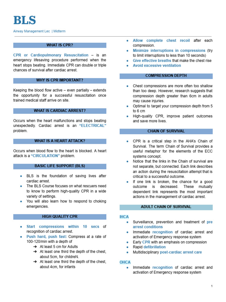 BLS and BLS Algorithm | PDF | Cardiopulmonary Resuscitation | Cardiac ...