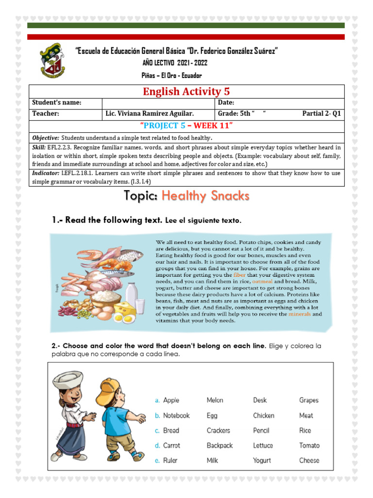 English Activity 5-Week 11 - 5th Grade | PDF