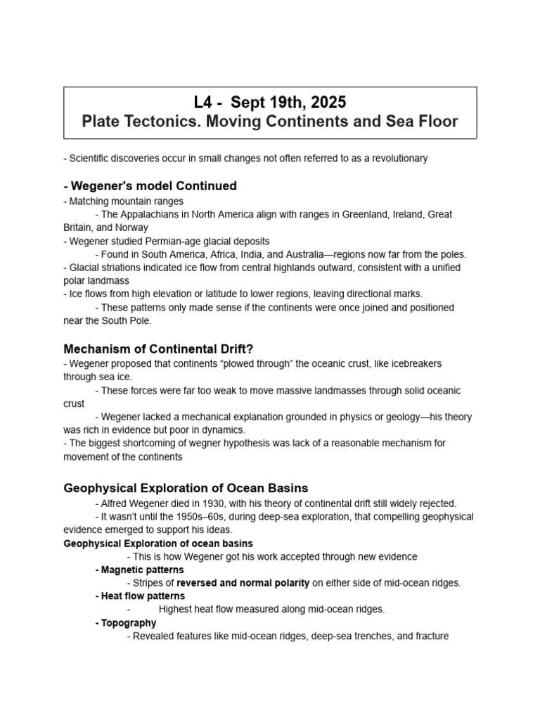 ERTH 209 - Lecture Notes | PDF | Earth's Magnetic Field | Plate Tectonics