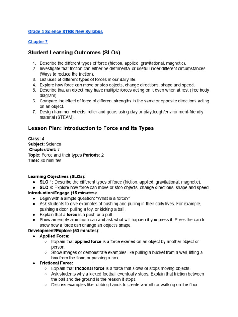 G4 Science New Syllabus Ch7 . | PDF | Force | Friction