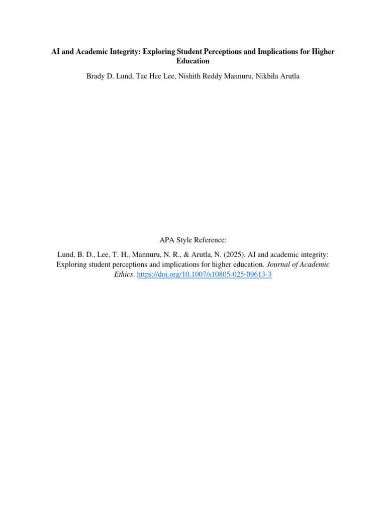 AI's Impact on Academic Integrity Perceptions | PDF | Multicollinearity ...