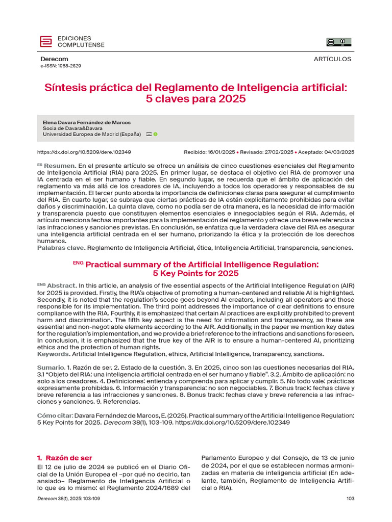 Claves del Reglamento de IA para 2025 | PDF | Inteligencia artificial ...