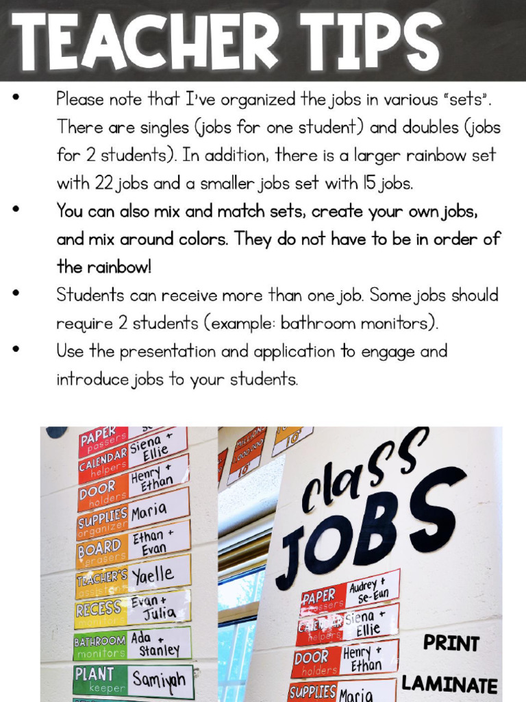 Class Jobs Wall Display | PDF