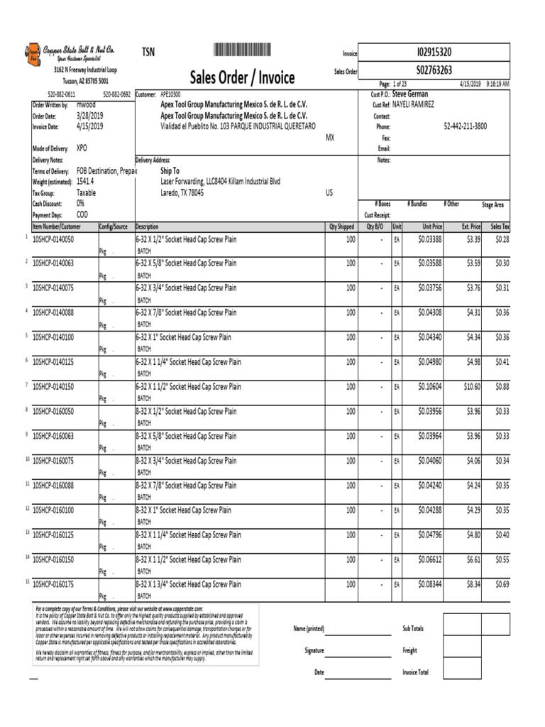 Screw & Bolts | PDF | Receipt