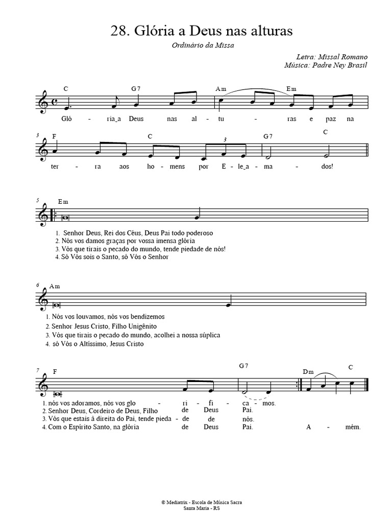 Glória a Deus: Letra e Música da Missa | PDF | Teologia | Crença e ...
